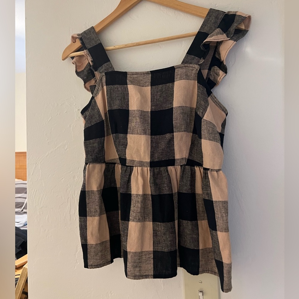 WHO WHAT WEAR Gingham Top - XS